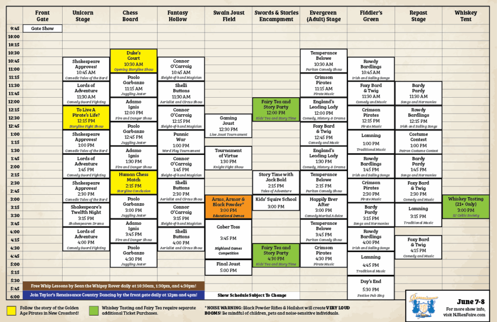 Weekend Four Schedule